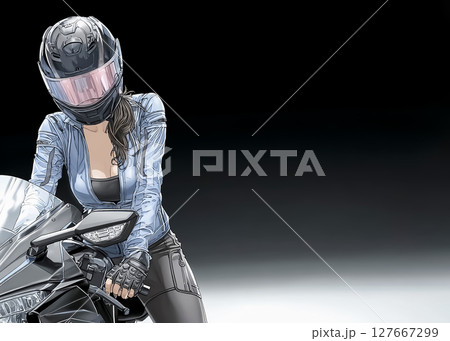 女性ライダーのアップのイラスト素材のイラスト素材 [127667299] - PIXTA