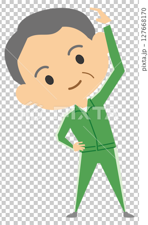 準備運動をしているおじいさんのイメージイラスト 127668170