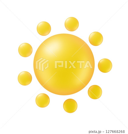 Realistic glossy yellow sun sphere icon 3d style isolated on white background Vector summer object 127668268