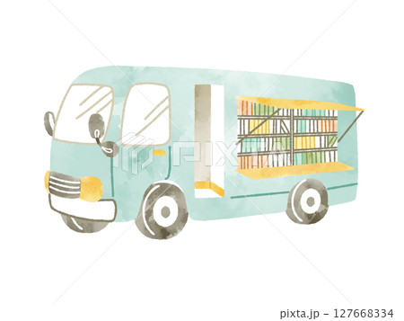 移動図書館車-水彩 127668334