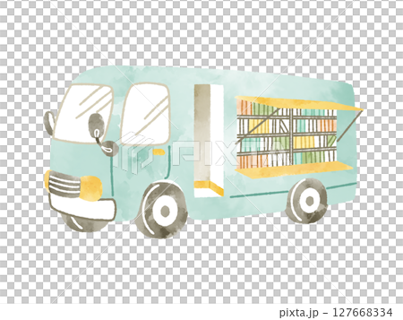 移動図書館車-水彩 127668334