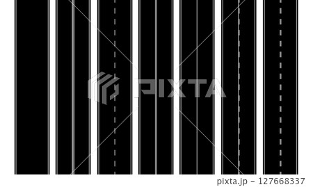 Seamless asphalt top view road or highway types in flat vector style isolated on white background Seamless asphalt top view road or highway types in flat vector style isolated on white background 127668337