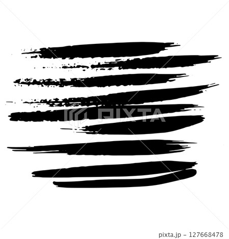 Black Brush strokes isolated on white background. Dry Brush Strokes and Scratches Retro Grunge Background. Vector brush stroke texture. Black ink, paint splatter. Black Brush strokes isolated on white background. Dry Brush Strokes and Scratches Retro Grunge Background. Vector brush stroke texture. Black ink, paint splatter. 127668478