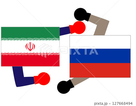 ロシアとイランとの外交の状態を表しているイラスト素材。 127668494