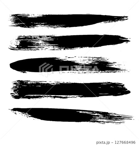 Black Brush strokes isolated on white background. Dry Brush Strokes and Scratches Retro Grunge Background. Vector brush stroke texture. Black ink, paint splatter. 127668496