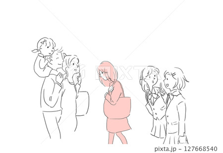 悩みを持つ若い女性のイラスト 127668540