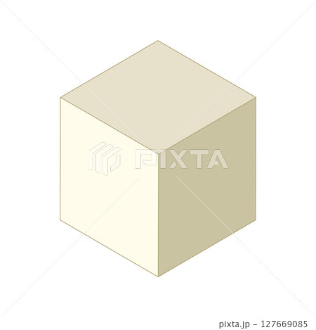 シンプルな箱3dボックス　立体図形イラスト素材アイコン　薄茶色一個　 127669085