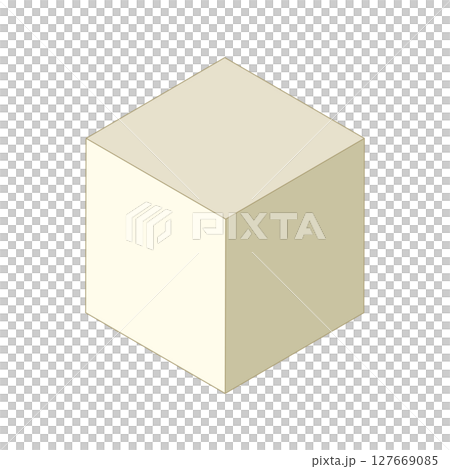 シンプルな箱3dボックス　立体図形イラスト素材アイコン　薄茶色一個　 127669085