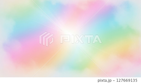 パステルカラーの柔らかなレインボーバック 127669135
