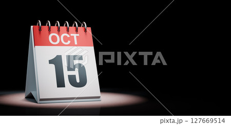 October 15 Calendar Spotlighted on Black Background October 15 Calendar Spotlighted on Black Background 127669514