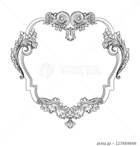 Abstract ornate baroque engraved frame vector illustration 127669666