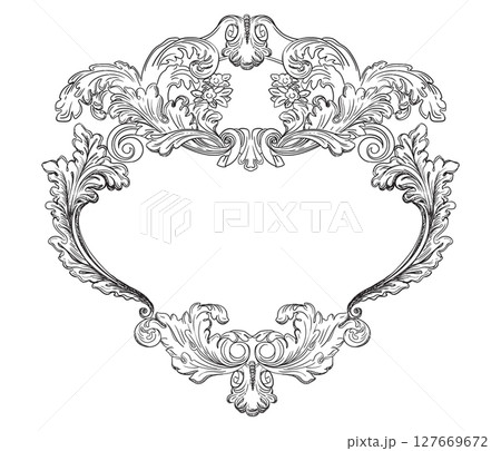 Decorative hand drawing filigree flourish frame vector illustration 127669672
