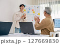 senior programmer bootcamlp,Asian young instructor guides senior learners through a programming on whiteboard, highlighting algorithm thinking and simple code exercises 127669830