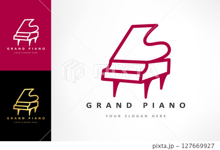 Grand piano logo vector. Musical instrument design Grand piano logo vector. Musical instrument design 127669927