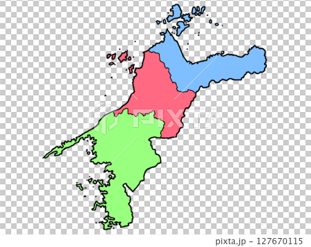 A slightly loose map of Ehime Prefecture, color-coded by region, Shikoku A slightly loose map of Ehime Prefecture, color-coded by region, Shikoku 127670115