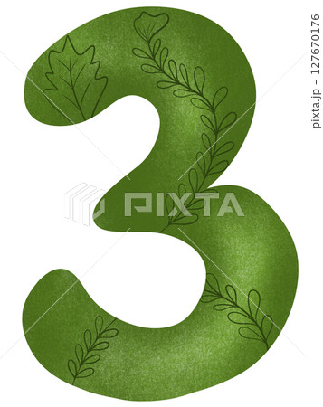 Drawing green number from zero to nine in leave pattern Drawing green number from zero to nine in leave pattern 127670176