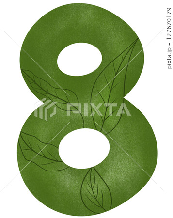 Drawing green number from zero to nine in leave pattern Drawing green number from zero to nine in leave pattern 127670179