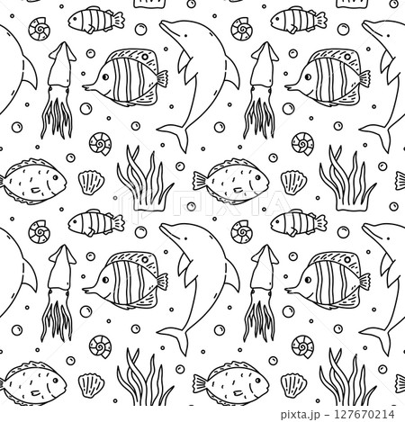 Cute seamless pattern with sea creatures 127670214