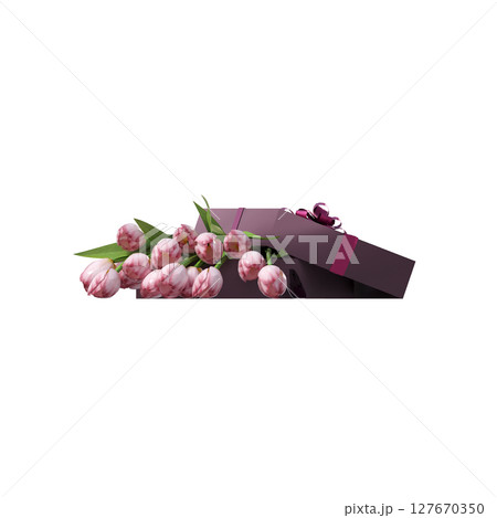 decorative flowers and plants for the interior, isolated on transparent background, 3D illustration, cg render 127670350