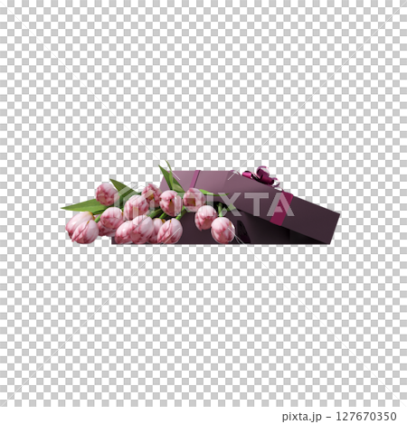 decorative flowers and plants for the interior, isolated on transparent background, 3D illustration, cg render 127670350
