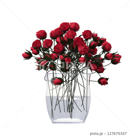 decorative flowers and plants for the interior, isolated on transparent background, 3D illustration, cg render 127670387