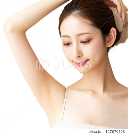 斜め下を見ている女性 127670508