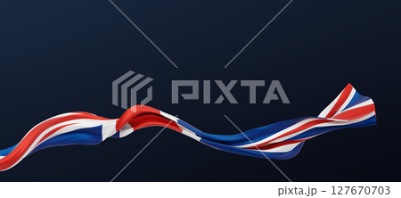United kingdom flag on dark blue background with copy space 3D render United kingdom flag on dark blue background with copy space 3D render 127670703