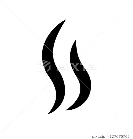 ゆらゆらと揺れる湯気・蒸気のイラスト。暖かい料理の熱や匂い、香りの漫画エフェクトアイコン。炎の揺らぎ 127670763