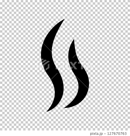 閃爍蒸氣的插圖。熱食的熱度、氣味和香氣的卡通效果圖示。閃爍的火焰 127670763