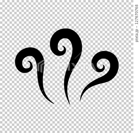 Illustration of flickering steam. Cartoon effect icon of heat, smell and aroma of hot food. Flickering flames 127670768