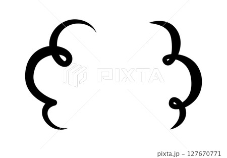 ゆらゆらと揺れる湯気・蒸気のイラスト。暖かい料理の熱や匂い、香りの漫画エフェクトアイコン。 ゆらゆらと揺れる湯気・蒸気のイラスト。暖かい料理の熱や匂い、香りの漫画エフェクトアイコン。 127670771