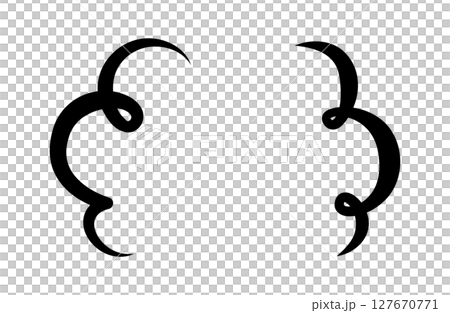 Illustration of flickering steam or vapor. Cartoon effect icon of heat, smell, and aroma of hot food. 127670771