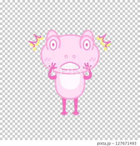 カエルイラスト(桃・びっくり) カエルイラスト(桃・びっくり) 127671493
