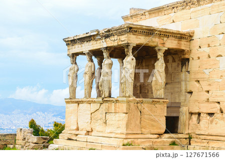 Porch of the Caryatids of Erechtheion ancient Greek temple 127671566