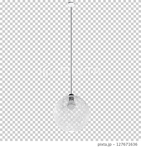 chandelier on the ceiling isolated on transparent background, hanging lamp, pendant light, 3D illustration, cg render 127671636