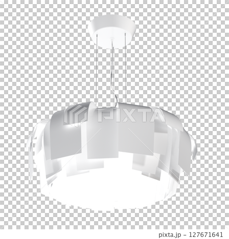 chandelier on the ceiling isolated on transparent background, hanging lamp, pendant light, 3D illustration, cg render 127671641