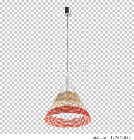 chandelier on the ceiling isolated on transparent background, hanging lamp, pendant light, 3D illustration, cg render 127671686