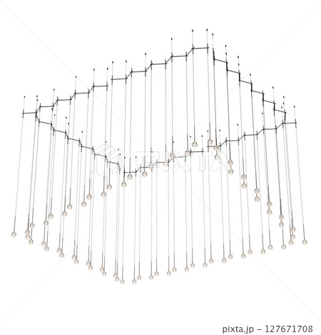 chandelier on the ceiling isolated on transparent background, hanging lamp, pendant light, 3D illustration, cg render 127671708