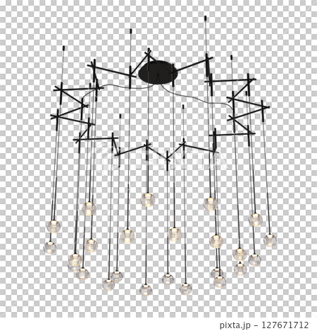 chandelier on the ceiling isolated on transparent background, hanging lamp, pendant light, 3D illustration, cg render chandelier on the ceiling isolated on transparent background, hanging lamp, pendant light, 3D illustration, cg render 127671712