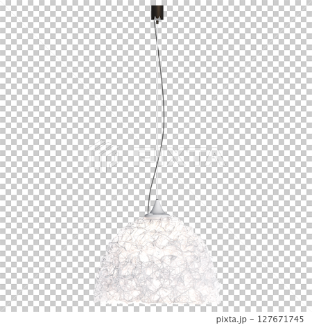 chandelier on the ceiling isolated on transparent background, hanging lamp, pendant light, 3D illustration, cg render 127671745
