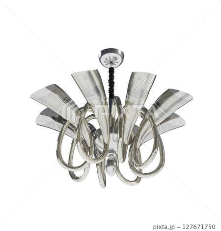 chandelier on the ceiling isolated on transparent background, hanging lamp, pendant light, 3D illustration, cg render chandelier on the ceiling isolated on transparent background, hanging lamp, pendant light, 3D illustration, cg render 127671750
