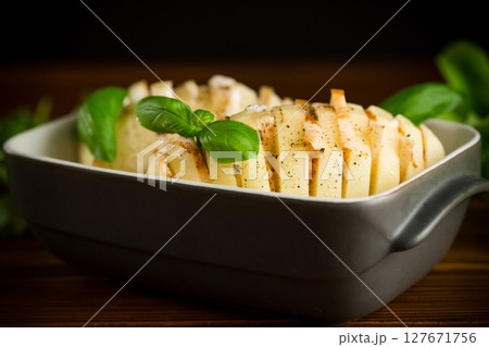 Traditional Ukrainian recipe for potatoes with lard Traditional Ukrainian recipe for potatoes with lard 127671756