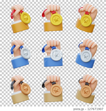 hand holding the medal 3D graphic 127671907
