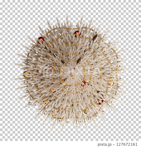 Christmas tree with decorations, isolate on a transparent background, 3d illustration, cg render 127672161