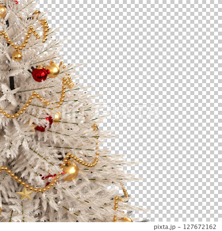 Christmas tree with decorations, isolate on a transparent background, 3d illustration, cg render Christmas tree with decorations, isolate on a transparent background, 3d illustration, cg render 127672162