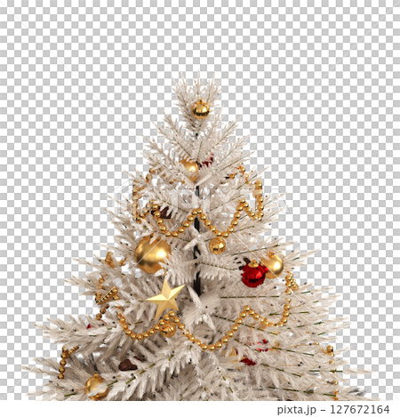 Christmas tree with decorations, isolate on a transparent background, 3d illustration, cg render Christmas tree with decorations, isolate on a transparent background, 3d illustration, cg render 127672164