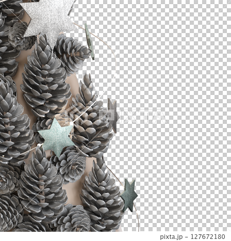 Christmas tree with decorations, isolate on a transparent background, 3d illustration, cg render Christmas tree with decorations, isolate on a transparent background, 3d illustration, cg render 127672180