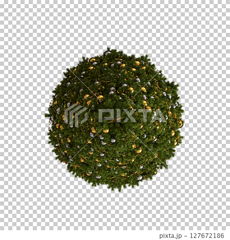 Christmas tree with decorations, isolate on a transparent background, 3d illustration, cg render 127672186