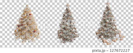 Christmas tree with decorations, isolate on a transparent background, 3d illustration, cg render Christmas tree with decorations, isolate on a transparent background, 3d illustration, cg render 127672227