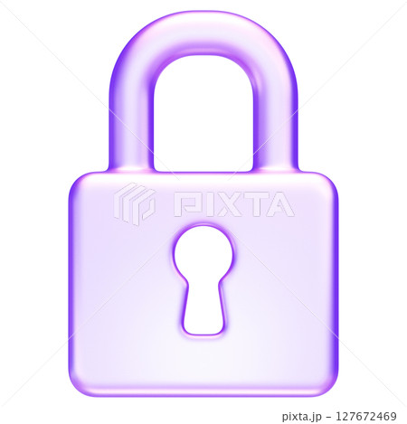 Padlock icon in soft purple, representing security, protection, privacy, and restricted access, 3d rendering 127672469